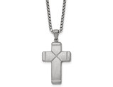 Mens Stainless Steel Polished Cross Pendant Necklace with Chain
